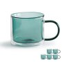 Set Of 6 Double Wall Glass Coffee Mugs Cups - Teal