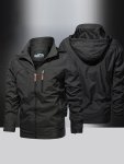 Outdoor Mountaineering Windproof Jacket Men's Solid Zip Up Hooded Jacket With Zipper Pockets Spring Autumn