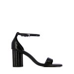 Pitone Leather High Heel Sandal -black