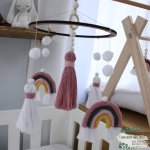 Cot Mobile Rainbow White And Pink Tassels
