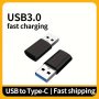 3PCS USB C Otg Adapter With LED Light - USB 3.0 To Type-c Connector For Samsung Xiaomi Poco X3 - Durable Abs Material