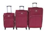 Smte Burgundy Maroon Fabric Luggage Set 3-PIECE 360 Spinner Wheels & Lock With Keychain