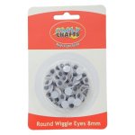 Crazy Craft Round Wiggle Eyes 8MM 55PC