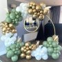 102PCS Olive Green Balloon Arch Kit With White Matte Chrome Golden Balloons - Perfect For Baby Showers Weddings Birthdays Anniversaries Graduations And More Party Decorations