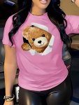 Graphic Print T-Shirt Short Sleeve Crew Neck Casual Top For Summer & Spring Women's Clothing