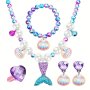 Mermaid Necklace Bracelet Set Mermaid Jewelry Kit Included Shell Necklace Bracelet Ring Earrings For Mermaid Party Costume Jewelry Supplies As Halloween Chrismas Gift
