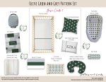 Cot Duvet Bedding Olive Green And Grey Pattern Set