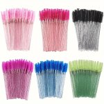 10PCS PACK Eyelash Brush & Eyebrow Brush Set With Spoolies Spiral Brushes Crystal Style Handles For Eyelash Extension