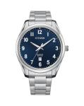 Silver Quartz Midnight Blue Dial Watch