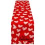 Valentine's Day Red Heart Print Table Runner - Romantic Table D Cor