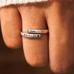 1PC I Am Enough i Am In It Wrap Ring Simple Stainless Steel Inspirational Ring
