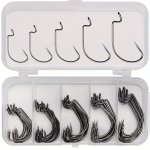 50-PIECE Boxed Crank Hooks Fishing Hook Set With Barb Wide Gap Soft Worm Hook For Sea Fishing