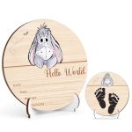 Winnie Donkey Baby Wooden Newborn Birth Sign Hello World Newborn Signs The Pooh Baby Name Sign Babies Announcement Signs Photogr