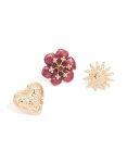 Goldair Gold Textured Heart & Flower Brooches 3-PACK