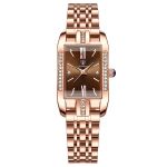 High-end Rose Gold Ladies' Quartz Watch With Square Diamonds
