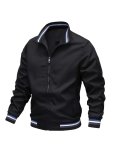 Men's Casual Stand Collar Bomber Jacket Chic Zip Up Jacket