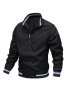 Men's Casual Stand Collar Bomber Jacket Chic Zip Up Jacket