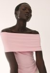 Off-the-shoulder Jersey Top - Light Pink