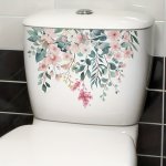 1PC Plant Flowers Toilet Stickers Bathroom Self-adhesive Accessories Restroom Floral Wall Sticker Toilet Water Box Decals Room D