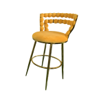 Modern Design Kitchen Velvet Bar Stool Chair With Footrest XH033 Yellow