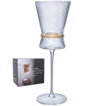 Ribbed Wine Glass With Gold Ring 290ML Set Of 6