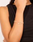 Goldair Gold Plated Cubic Zirconia Flower & Freshwater Pearl Layered Bracelet