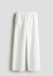 Wide Linen-blend Pull-on Trousers - White