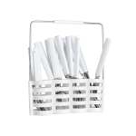 Stainless Steel Cutlery Set In White Holder - White - 24 Piece