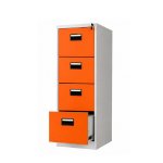 4-DRAW Steel Filing Cabinet Orange Grey