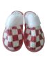 Girls Women Red And White Cotton And Fluffy Slippers