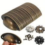10-PACK Antique Style Recessed Metal Pull Handles For Drawers Cabinets Trash Bin With Installation Hardware Painted Finish Suita