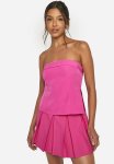 Drop Hem Pleated MINI Skirt - Magenta