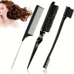 3PCS SET Hair Brush Set Edge Brush And Comb For Edge Control Wig And Baby Hair Brush Double Sided Hairline Brush Smooth Comb