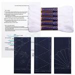 Sashiko Kit Yokota Sashiko Thread And Template Yume Fukin With Original English Manual Fabric Japanese Textile White Thread navy