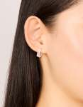 Rose Gold Plated Cubic Zirconia Split Huggie Earrings