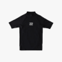 Billabong Kids All Day Wave Pf Short Sleeve Rashvest Black - 15-16