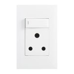 4X2 16A Switched Wall Socket Black White - White