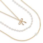 Goldair Gold Bow Pearl Necklace Set
