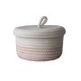 Nordic Scandinavian Small Cotton Storage Basket With Lid- Cream & Pink