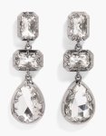Gunmetal Shiny Multi Diamantes Earrings