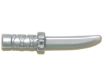 Parts Minifigure Weapon Knife With Flat Hilt End And Curved Blade Cross Hatched Grip 37341B - Flat Silver