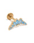 Goldair Gold Plated Surgical Steel Blue Cubic Zirconia Marquise Flat Back Single Stud