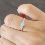 Yara 925 Sterling Silver Cz Azure Synthetic Opal Ring - Size 8