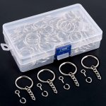 300PCS 25MM Key Chain Rings Kit Including 100PCS Keychain Rings With Chain 100PCS Jump Ring And 100PCS Screw Eye Pins For Jewelr