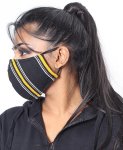 3 Ply Stripe Cloth Face Mask - Black-mustard - Black-mustard / One Size