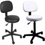 Round Therapist Stool With Back Rest Black/white