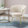 Kc Furn- Tulip Velvet Chair Cream White