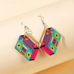 Retro Boombox Acrylic Earrings Fun Cartoon-inspired Charm Dangle Drop Earrings Quirky Personalized Fashion Accessory Durable Hig