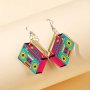 Retro Boombox Acrylic Earrings Fun Cartoon-inspired Charm Dangle Drop Earrings Quirky Personalized Fashion Accessory Durable High-quality Acrylic Pendants Ideal Gift For Halloween Christmas Valentine's