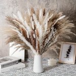 50PCS Natural Dried Pampas Grass Bouquet For Boho Wedding Fall Farmhouse Home Decor Fluffy Live Plant Arrangement Embellishments